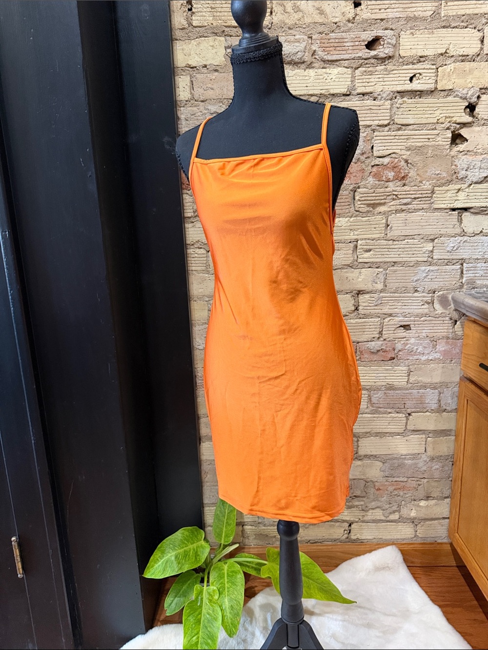 Sleek Orange Slip Dress